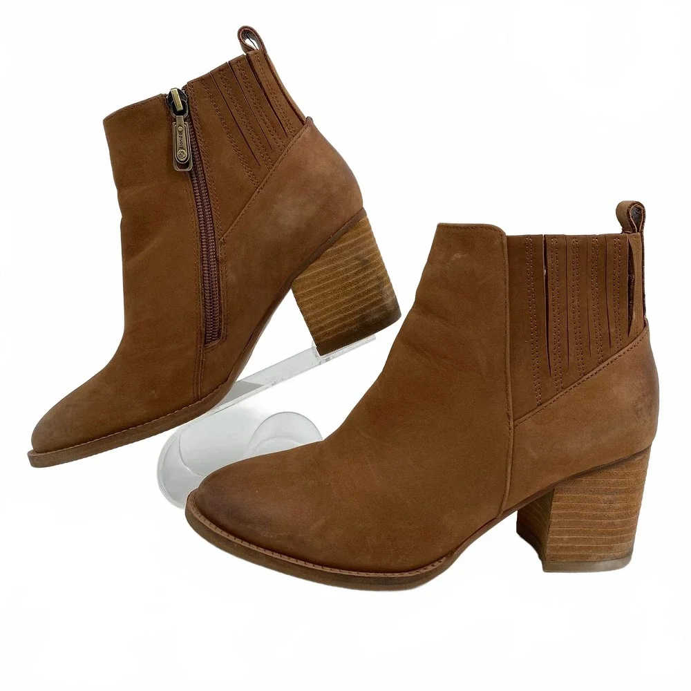 Blondo Brown Leather Heeled Ankle Boots | Women’s US7